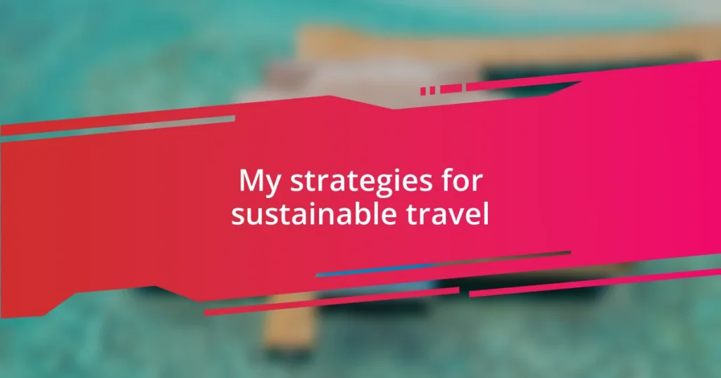 My strategies for sustainable travel