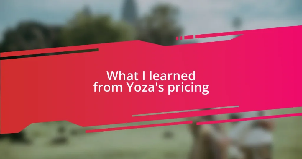 What I learned from Yoza’s pricing